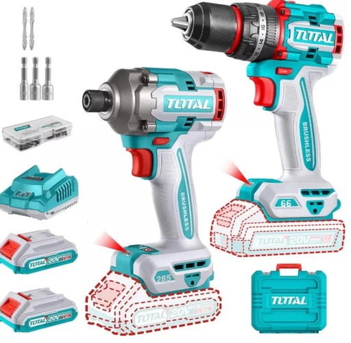 [PR/04817] COMBO TALADRO 66NM Y ATORNILLADOR DE IMPACTO 20V (#TCKLI20277) - TOTAL