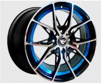 [PR/05701] JUEGO AROS AUTOS (16"x7.0)(8x100/114.3) 38  73.0 MATT BLACK (UC)+BLUE #RGW8809 - ZEHLENDORF 
