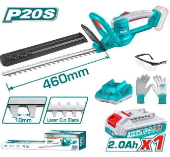 [PR/05739] CORTASETOS INALAMBRICA INDUSTRIAL 20V 2800SPM C:18MM (46CM) + 1BAT. 2.0AH + CARGADOR #THTLI20461 - TOTAL