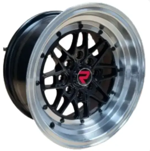 [PR/07698] JUEGO DE AROS (13"x7.0)(8x100/114.3) - ET 0 CB 73.1 BLACK MACHINE LIP #E143S #1341 - ROMAX
