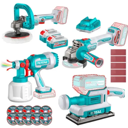 [PR/07753] COMBO 2 EN 1 TALADRO 66NM + AMOLADORA 1200W + 2 BATERIAS DE 4.0AH 20V #TOSLI250696 - TOTAL