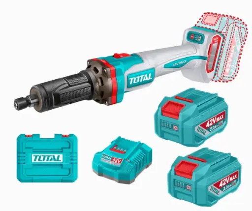 [PR/07757] RECTIFICADORA 42V BL 10000-30000RPM 1/4'' + 2 BATERIAS DE 2.0AH #TDGLI42012 - TOTAL 
